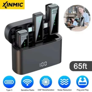 ميكروفون لاسلكي مزدوج للتصوير — USB-C مع علبة شحن — ميكروفون لاسلكي احترافي للتصوير والمحتوى، بصوت نقي وبدون أسلاك.
