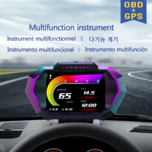 شاشة HUD OBD2 مع GPS لعدّاد السرعة واستهلاك الوقود