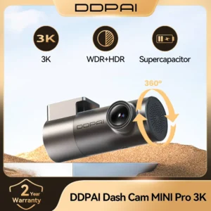 كاميرا سيارة 3K HDR بعدسة 143° و Wi-Fi و GPS