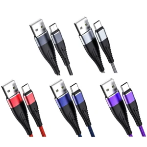 كيبل شحن سريع 60W — 1 متر مضفر — كيبل شحن سريع بقوة 60W وطول 1 متر، مضفر ومقاوم للقطع للاستخدام اليومي.