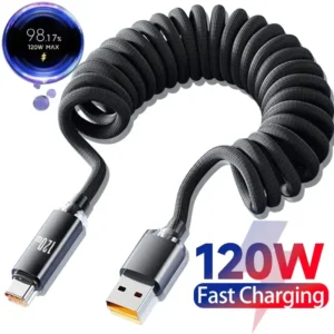 كيبل USB-C إلى Lightning قابل للسحب — كيبل USB-C إلى Lightning قابل للسحب لا يتشابك، مناسب للسيارة والحقيبة.