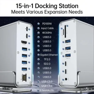 قاعدة توصيل USB-C 5 في 1 — قاعدة توصيل 5 في 1 تعطيك كل المنافذ التي فقدها لابتوبك الحديث.